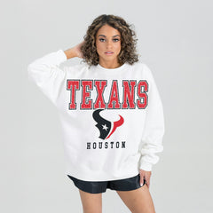 Houston Texans  Gameday Couture Women's Sunday Drives Oversized Crewneck Pullover Sweatshirt