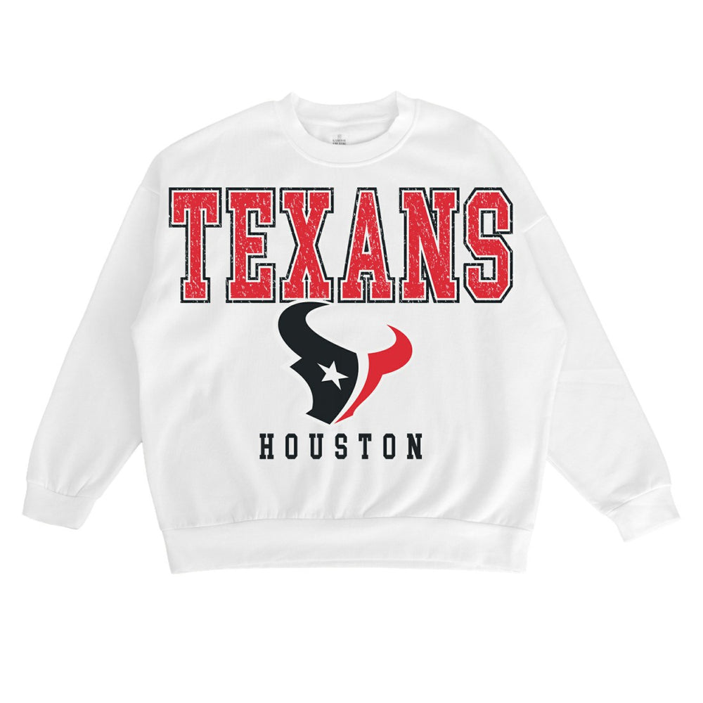 Houston Texans  Gameday Couture Women's Sunday Drives Oversized Crewneck Pullover Sweatshirt
