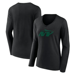 New York Jets  Women's Secondary Logo Long Sleeve V-Neck T-Shirt