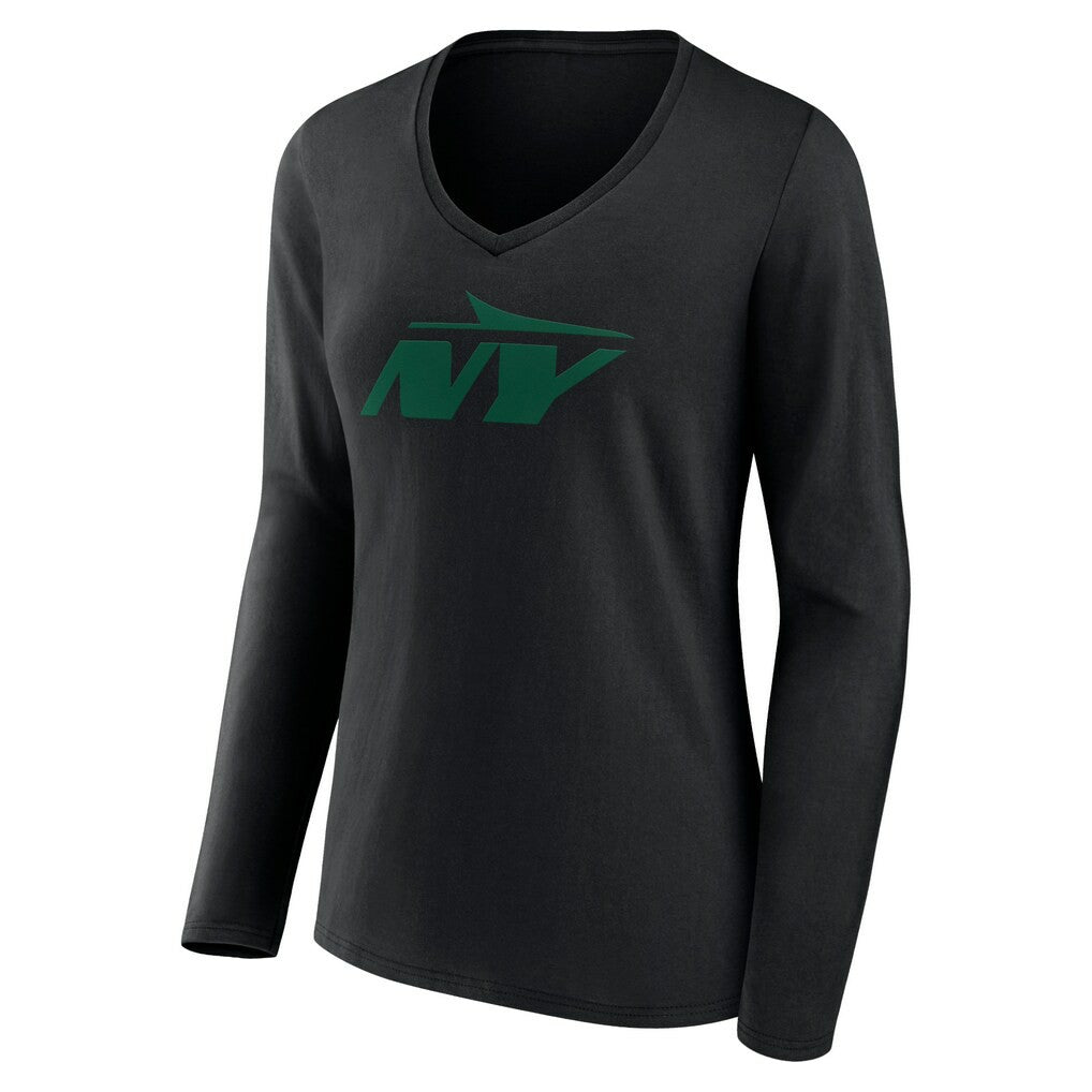 New York Jets  Women's Secondary Logo Long Sleeve V-Neck T-Shirt