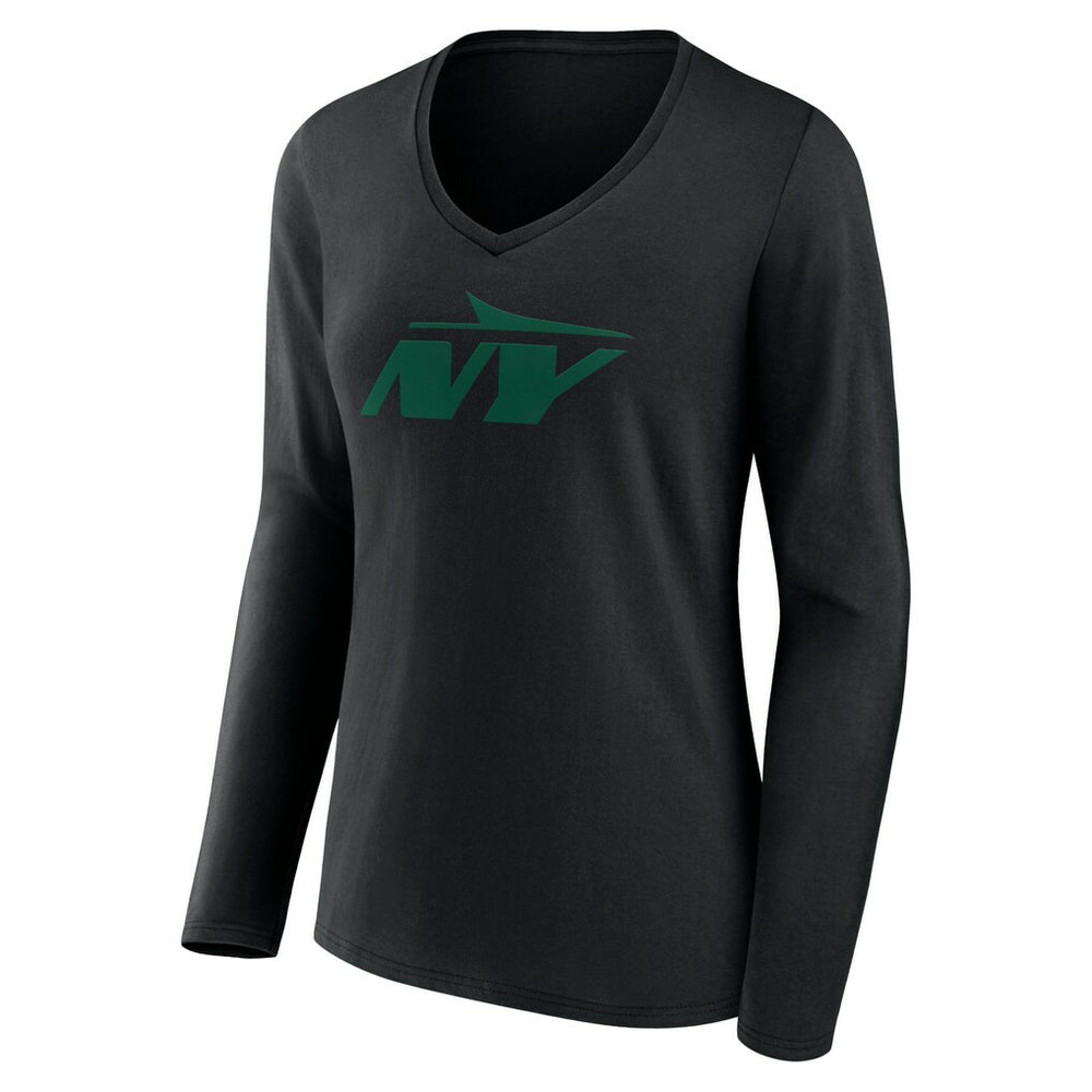 New York Jets  Women's Secondary Logo Long Sleeve V-Neck T-Shirt