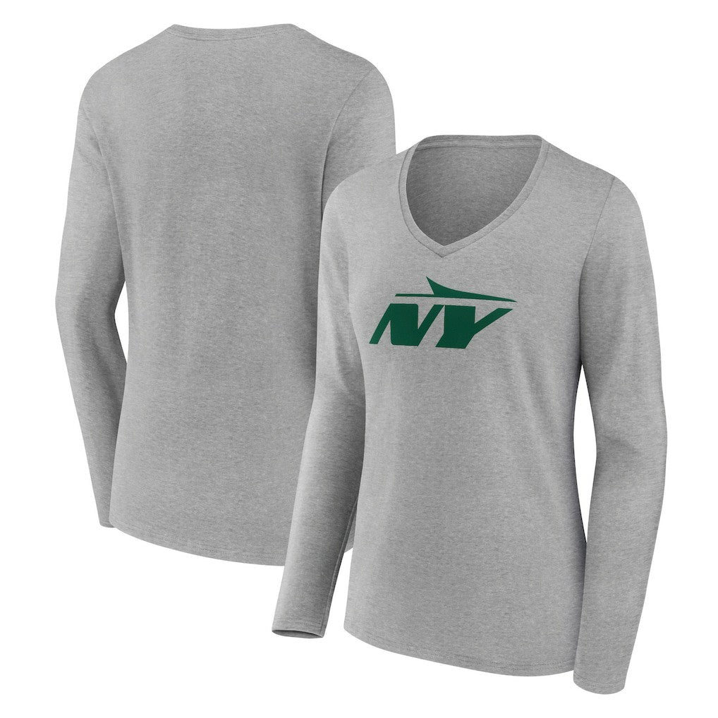 New York Jets  Women's Secondary Logo Long Sleeve V-Neck T-Shirt
