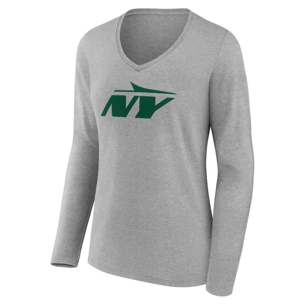 New York Jets  Women's Secondary Logo Long Sleeve V-Neck T-Shirt