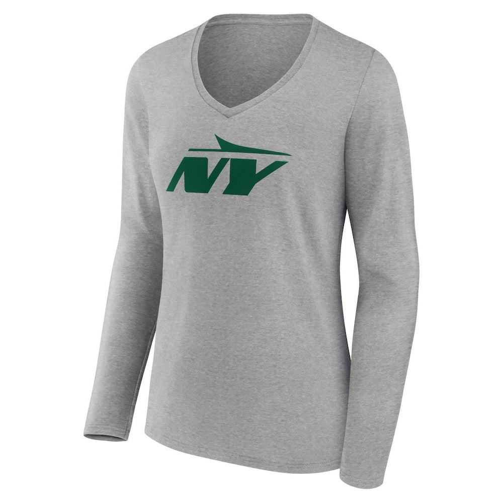 New York Jets  Women's Secondary Logo Long Sleeve V-Neck T-Shirt