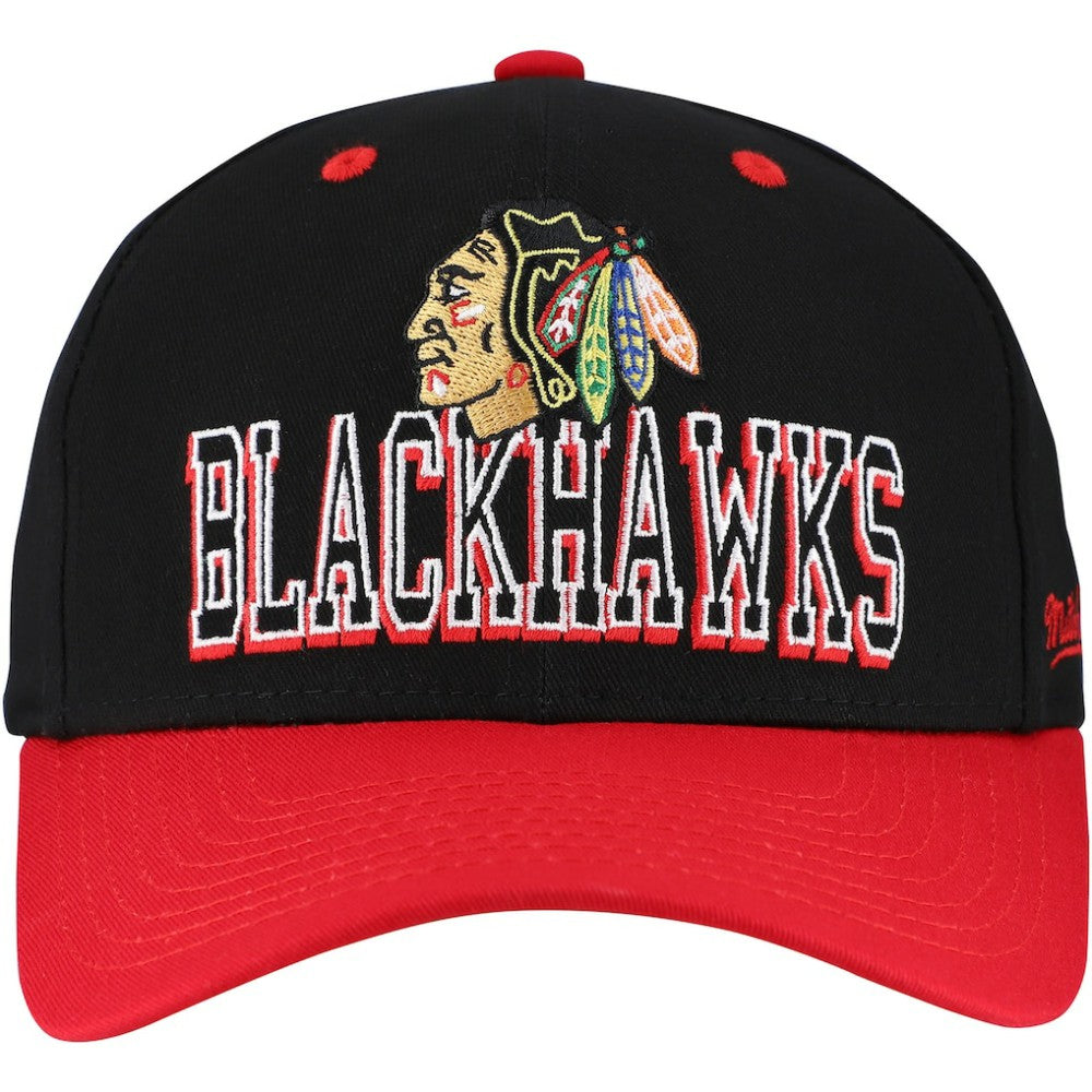 Chicago Blackhawks Mitchell & Ness Backside Script Two-Tone Pro Crown Adjustable Hat Sale