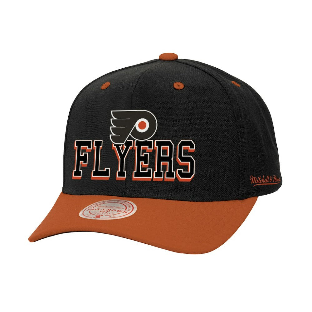Philadelphia Flyers Mitchell & Ness Backside Script 2-Tone Pro Crown Adjustable Hat For Sale