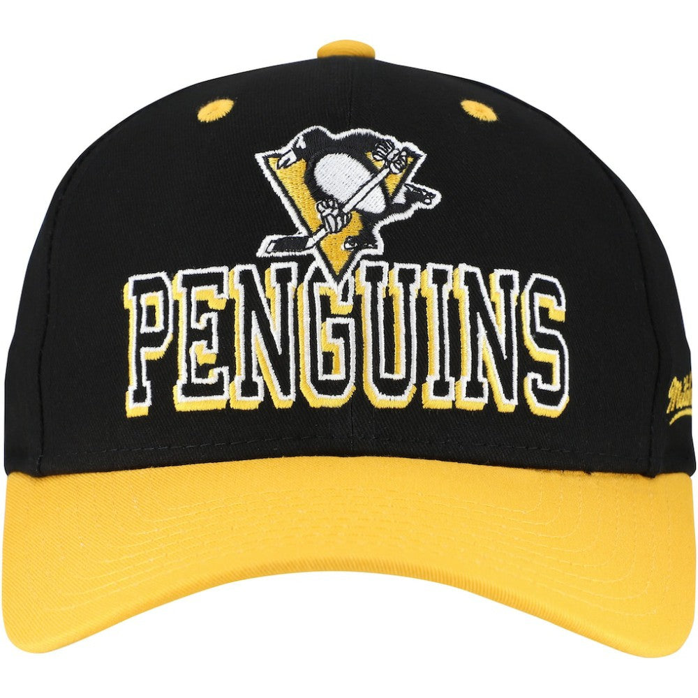 Pittsburgh Penguins Mitchell & Ness Backside Script Two-Tone Pro Crown Adjustable Hat Discount