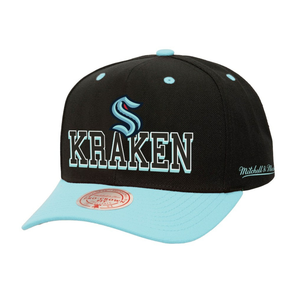 Seattle Kraken Mitchell & Ness Backside Script Two-Tone Pro Crown Adjustable Hat On Sale