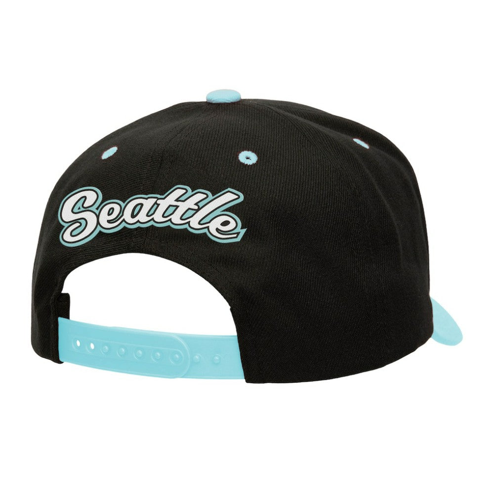 Seattle Kraken Mitchell & Ness Backside Script Two-Tone Pro Crown Adjustable Hat On Sale