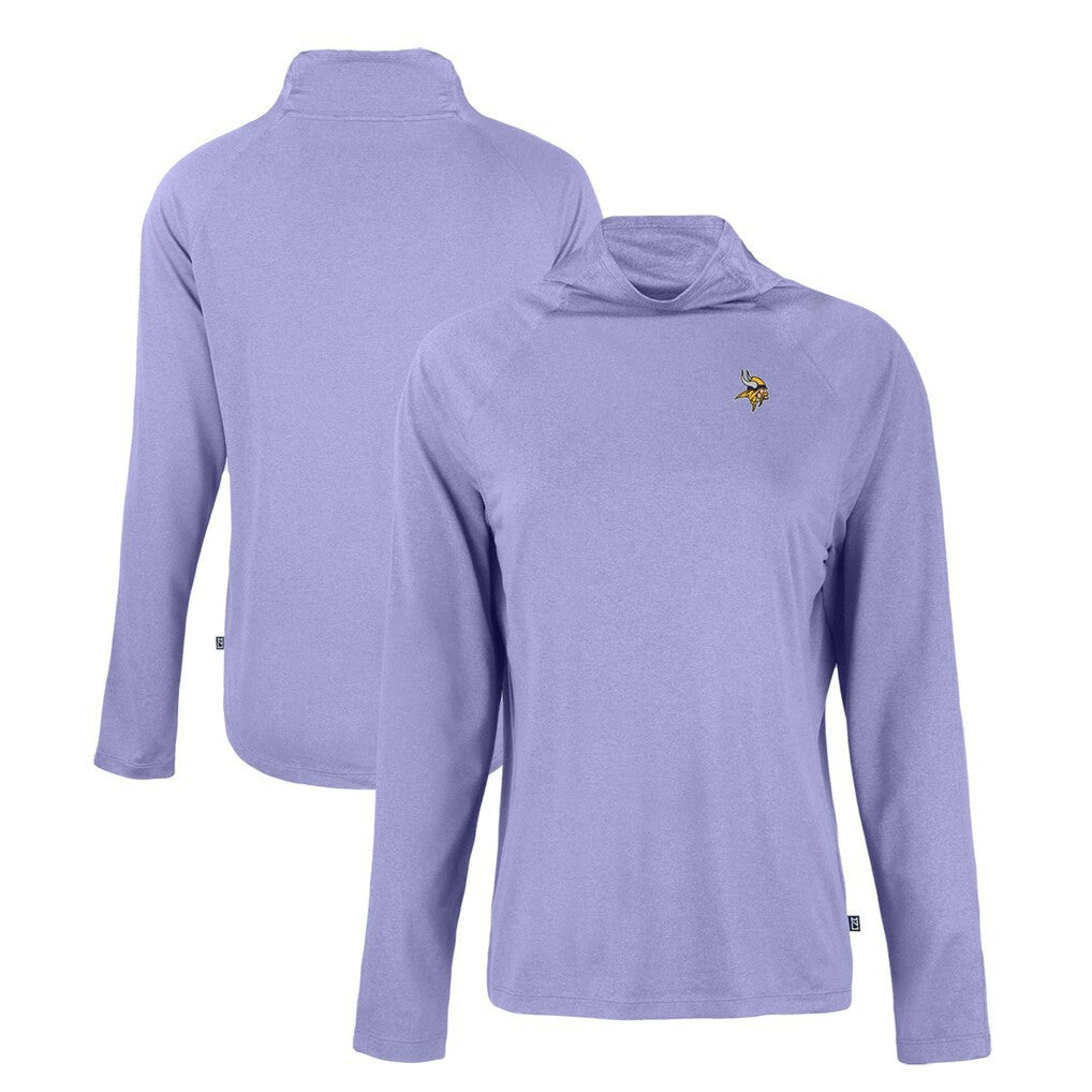 Minnesota Vikings  Cutter & Buck Women's Coastline Epic Comfort Eco Recycled Funnel Neck Raglan Pullover Sweatshirt