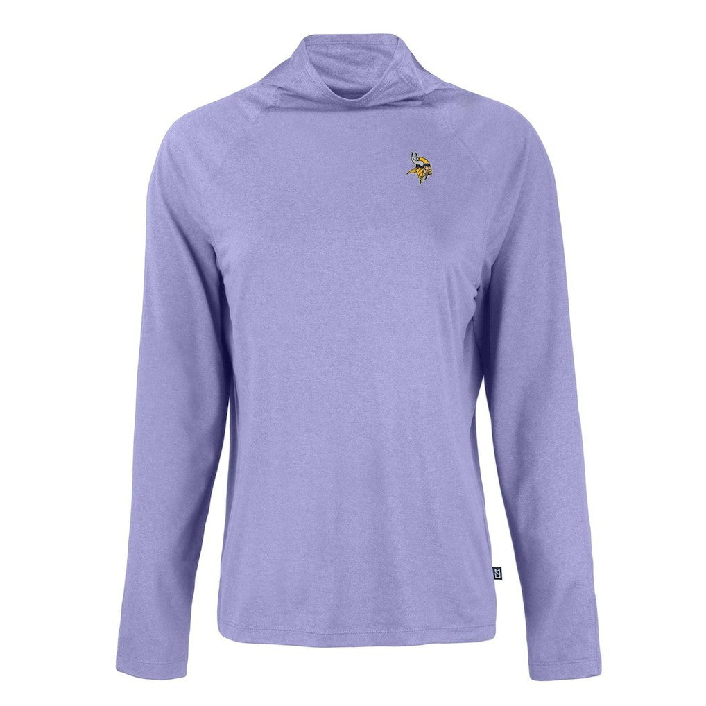 Minnesota Vikings  Cutter & Buck Women's Coastline Epic Comfort Eco Recycled Funnel Neck Raglan Pullover Sweatshirt