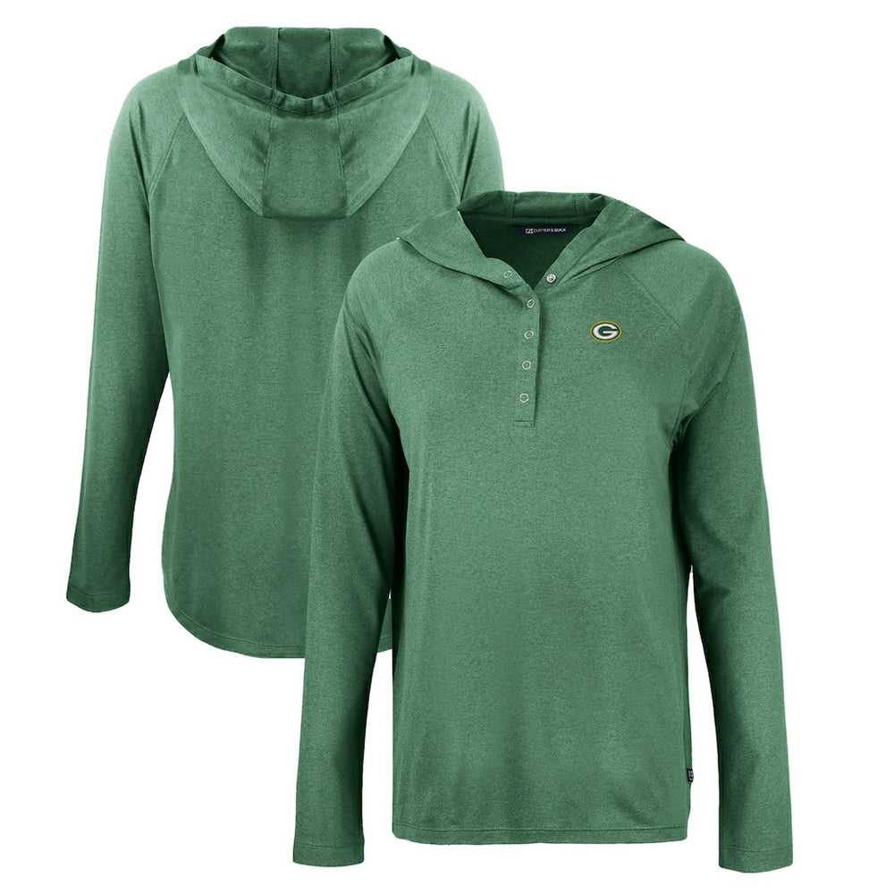 Green Bay Packers  Cutter & Buck Women's Coastline Epic Comfort Eco Recycled Raglan Pullover Hoodie