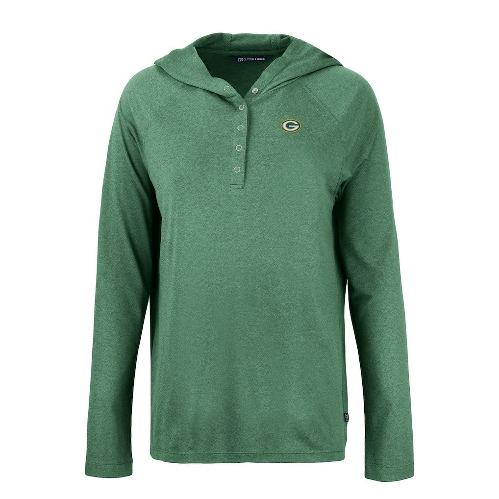 Green Bay Packers  Cutter & Buck Women's Coastline Epic Comfort Eco Recycled Raglan Pullover Hoodie