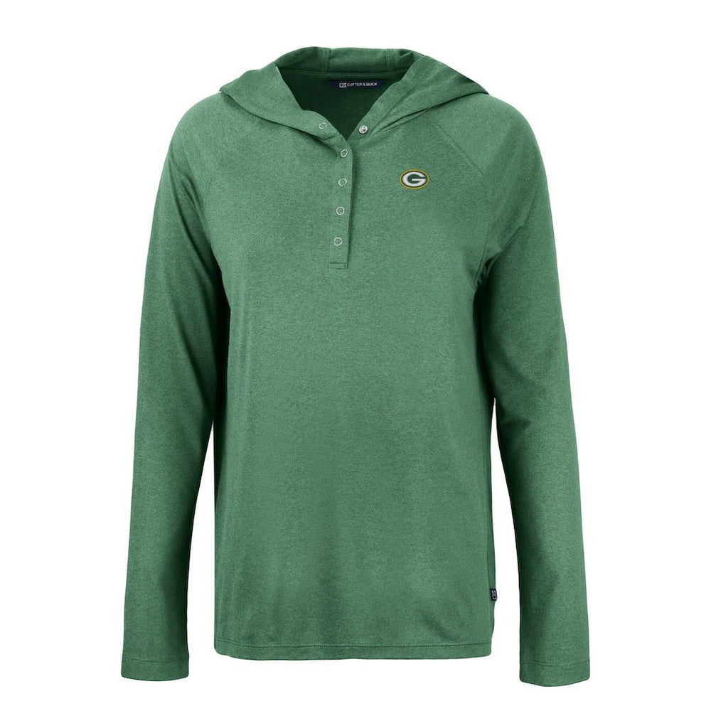 Green Bay Packers  Cutter & Buck Women's Coastline Epic Comfort Eco Recycled Raglan Pullover Hoodie