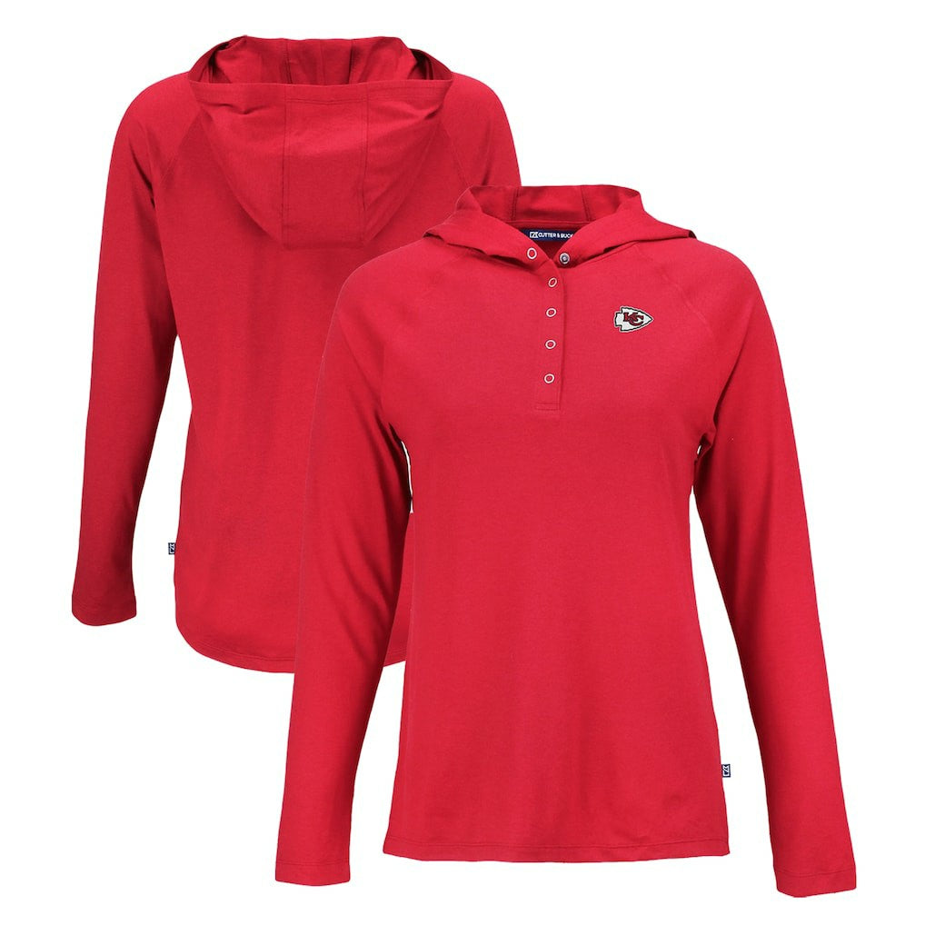 Kansas City Chiefs  Cutter & Buck Women's Coastline Epic Comfort Eco Recycled Raglan Pullover Hoodie