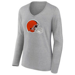 Cleveland Browns  Women's Primary Logo Long Sleeve V-Neck T-Shirt