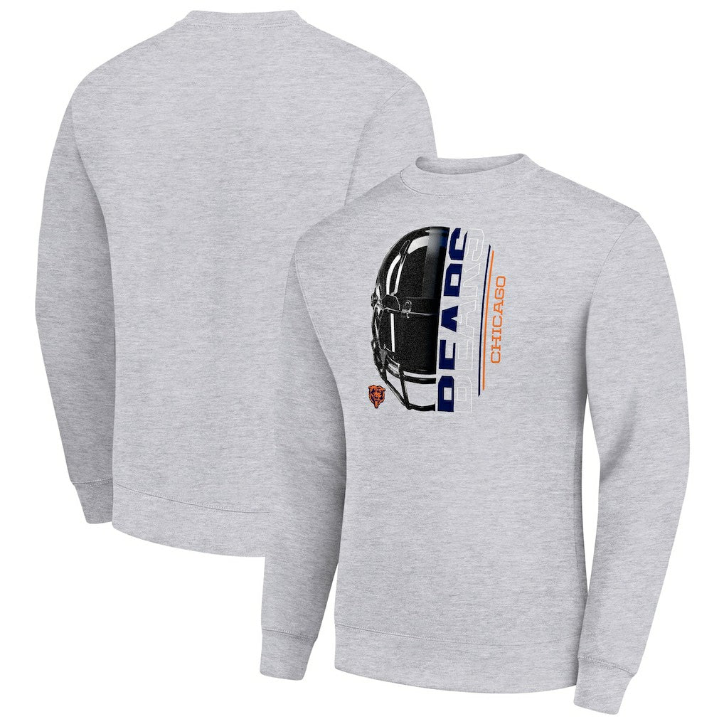 Chicago Bears  Starter Half Helmet Team Graphic Tri-Blend Fleece Pullover Sweatshirt