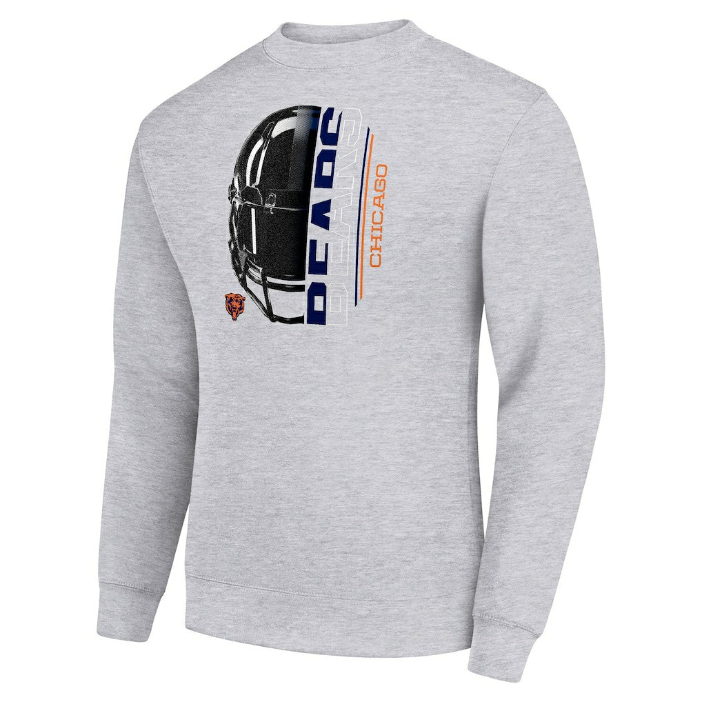 Chicago Bears  Starter Half Helmet Team Graphic Tri-Blend Fleece Pullover Sweatshirt