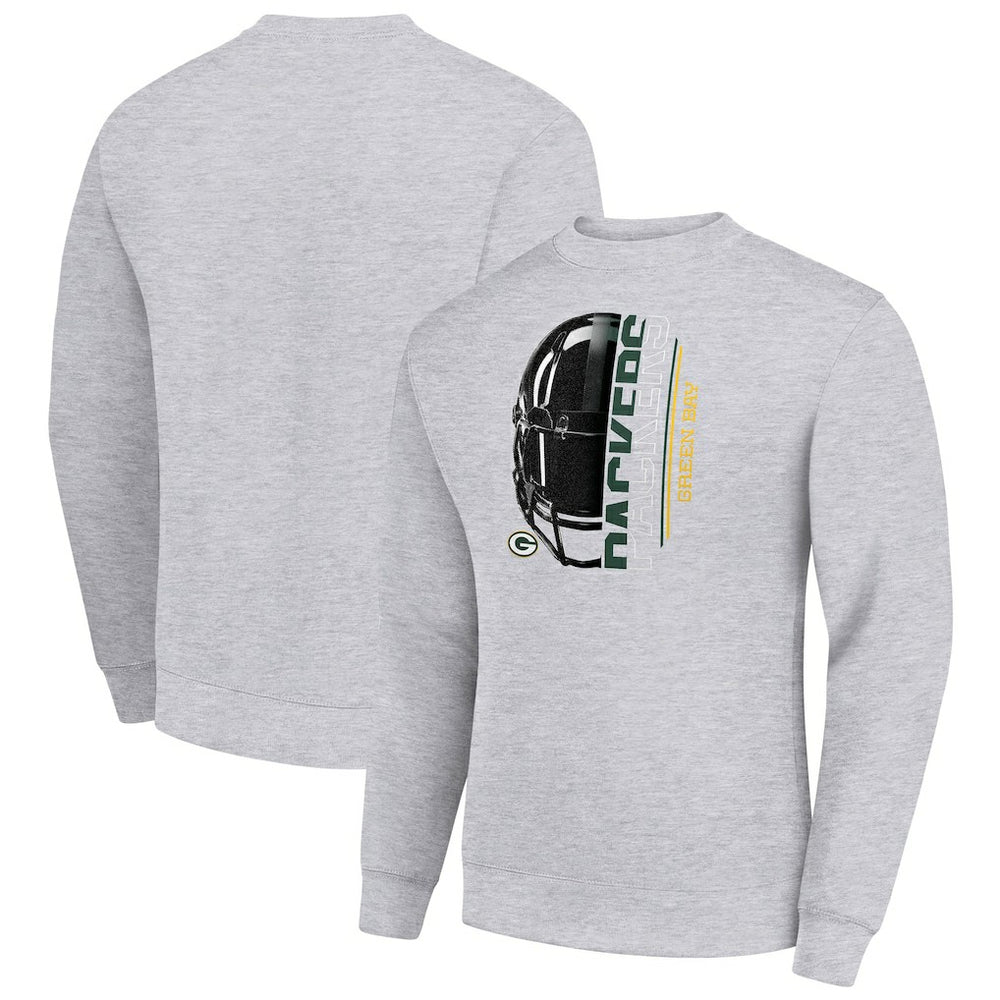 Green Bay Packers  Starter Half Helmet Team Graphic Tri-Blend Fleece Pullover Sweatshirt
