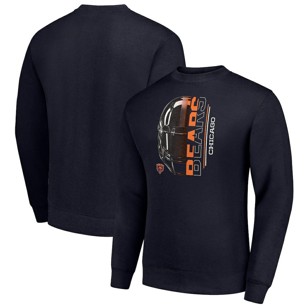 Chicago Bears  Starter Half Helmet Team Graphic Tri-Blend Fleece Pullover Sweatshirt
