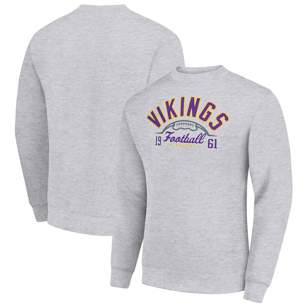 Minnesota Vikings  Starter Half Ball Team Graphic Tri-Blend Fleece Pullover Sweatshirt