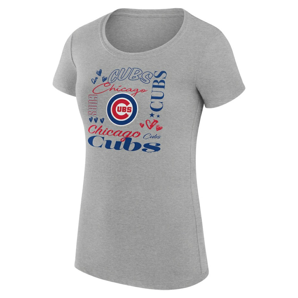 Chicago Cubs G-III 4Her by Carl Banks Women's Super-Slim Fit Lightweight Collage Team Graphic Crew Neck T-Shirt | MLB Online