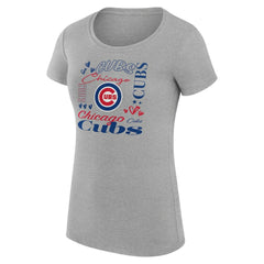 Chicago Cubs G-III 4Her by Carl Banks Women's Super-Slim Fit Lightweight Collage Team Graphic Crew Neck T-Shirt | MLB Online