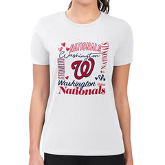 Washington Nationals G-III 4Her by Carl Banks Women's Super-Slim Fit Lightweight Collage Team Graphic Crew Neck T-Shirt | MLB Online