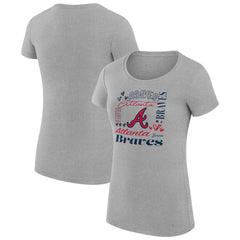 Atlanta Braves G-III 4Her by Carl Banks Women's Super-Slim Fit Lightweight Collage Team Graphic Crew Neck T-Shirt | MLB Outlet