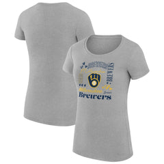 Milwaukee Brewers G-III 4Her by Carl Banks Women's Super-Slim Fit Lightweight Collage Team Graphic Crew Neck T-Shirt | MLB Outlet