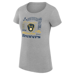 Milwaukee Brewers G-III 4Her by Carl Banks Women's Super-Slim Fit Lightweight Collage Team Graphic Crew Neck T-Shirt | MLB Outlet