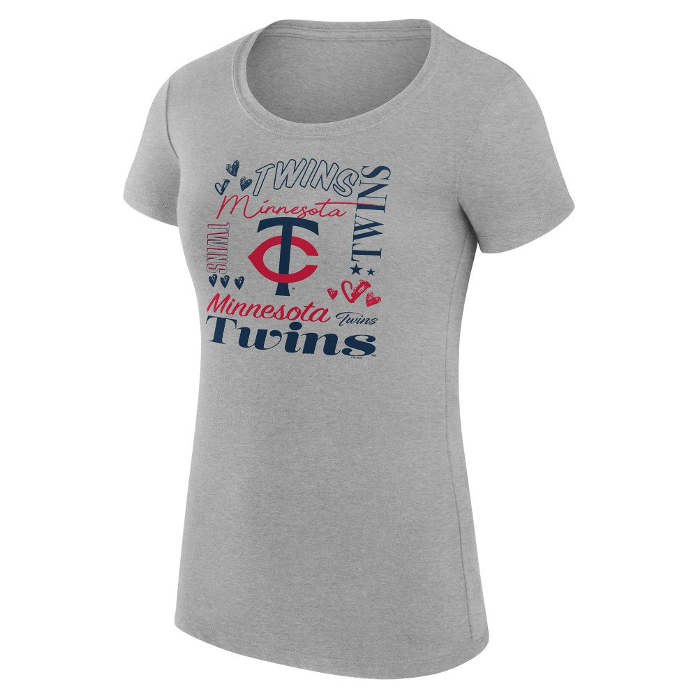 Minnesota Twins G-III 4Her by Carl Banks Women's Super-Slim Fit Lightweight Collage Team Graphic Crew Neck T-Shirt | MLB US