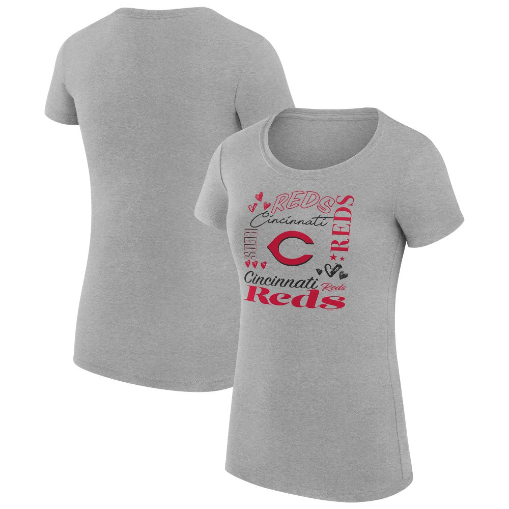 Cincinnati Reds G-III 4Her by Carl Banks Women's Super-Slim Fit Lightweight Collage Team Graphic Crew Neck T-Shirt | MLB Online