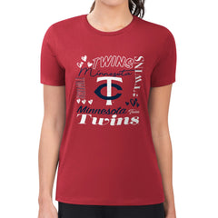 Minnesota Twins G-III 4Her by Carl Banks Women's Super-Slim Fit Lightweight Collage Team Graphic Crew Neck T-Shirt | MLB US