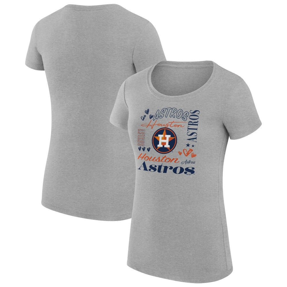 Houston Astros G-III 4Her by Carl Banks Women's Super-Slim Fit Lightweight Collage Team Graphic Crew Neck T-Shirt | MLB Outlet