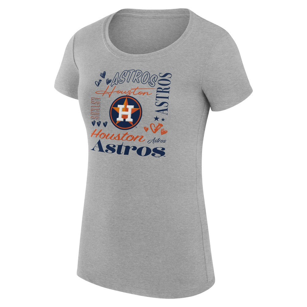 Houston Astros G-III 4Her by Carl Banks Women's Super-Slim Fit Lightweight Collage Team Graphic Crew Neck T-Shirt | MLB Outlet