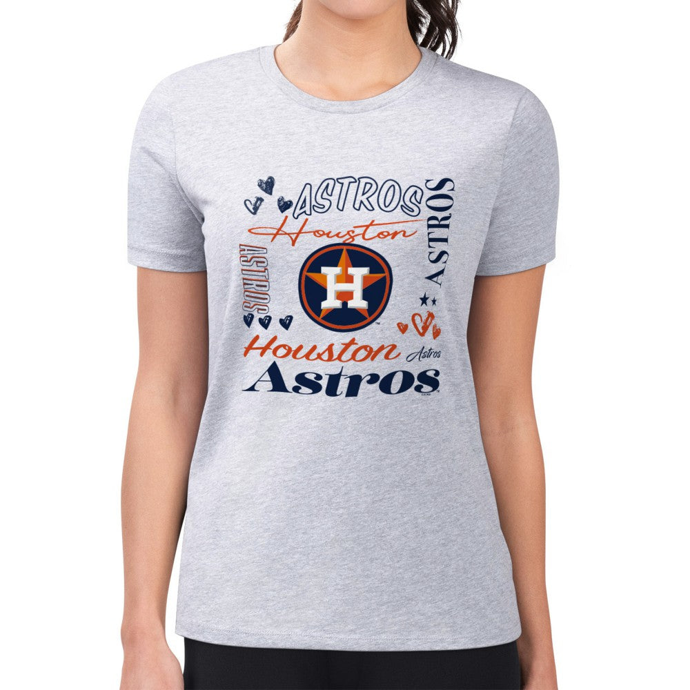 Houston Astros G-III 4Her by Carl Banks Women's Super-Slim Fit Lightweight Collage Team Graphic Crew Neck T-Shirt | MLB Outlet