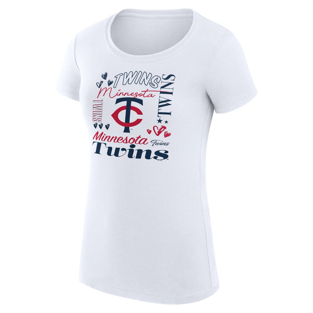 Minnesota Twins G-III 4Her by Carl Banks Women's Super-Slim Fit Lightweight Collage Team Graphic Crew Neck T-Shirt | MLB On Sale
