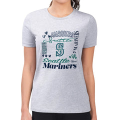Seattle Mariners G-III 4Her by Carl Banks Women's Super-Slim Fit Lightweight Collage Team Graphic Crew Neck T-Shirt | MLB US