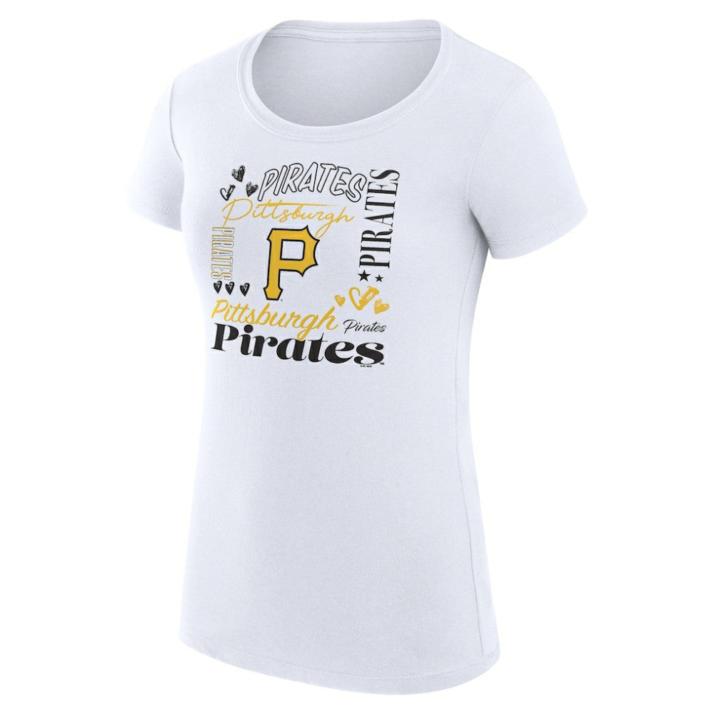 Pittsburgh Pirates G-III 4Her by Carl Banks Women's Super-Slim Fit Lightweight Collage Team Graphic Crew Neck T-Shirt | MLB New