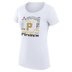 Pittsburgh Pirates G-III 4Her by Carl Banks Women's Super-Slim Fit Lightweight Collage Team Graphic Crew Neck T-Shirt | MLB New