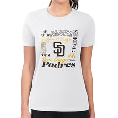 San Diego Padres G-III 4Her by Carl Banks Women's Super-Slim Fit Lightweight Collage Team Graphic Crew Neck T-Shirt | MLB US