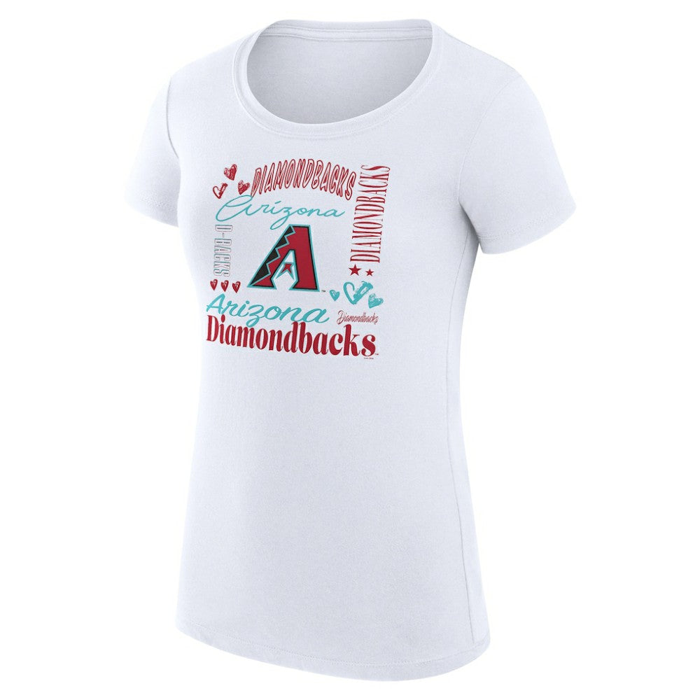 Arizona Diamondbacks G-III 4Her by Carl Banks Women's Super-Slim Fit Lightweight Collage Team Graphic Crew Neck T-Shirt | MLB New