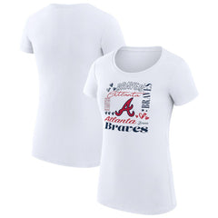 Atlanta Braves G-III 4Her by Carl Banks Women's Super-Slim Fit Lightweight Collage Team Graphic Crew Neck T-Shirt | MLB Discount