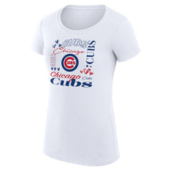 Chicago Cubs G-III 4Her by Carl Banks Women's Super-Slim Fit Lightweight Collage Team Graphic Crew Neck T-Shirt | MLB New