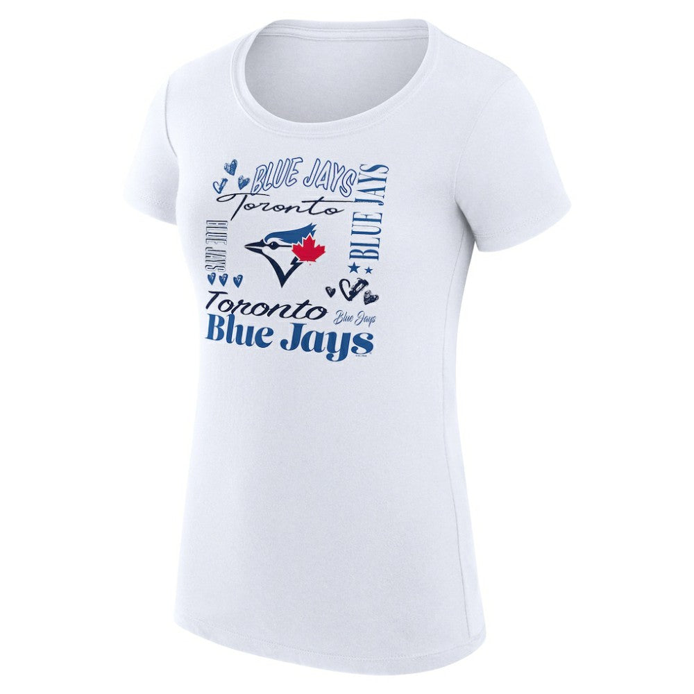 Toronto Blue Jays G-III 4Her by Carl Banks Women's Super-Slim Fit Lightweight Collage Team Graphic Crew Neck T-Shirt | MLB For sale