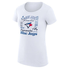 Toronto Blue Jays G-III 4Her by Carl Banks Women's Super-Slim Fit Lightweight Collage Team Graphic Crew Neck T-Shirt | MLB For sale