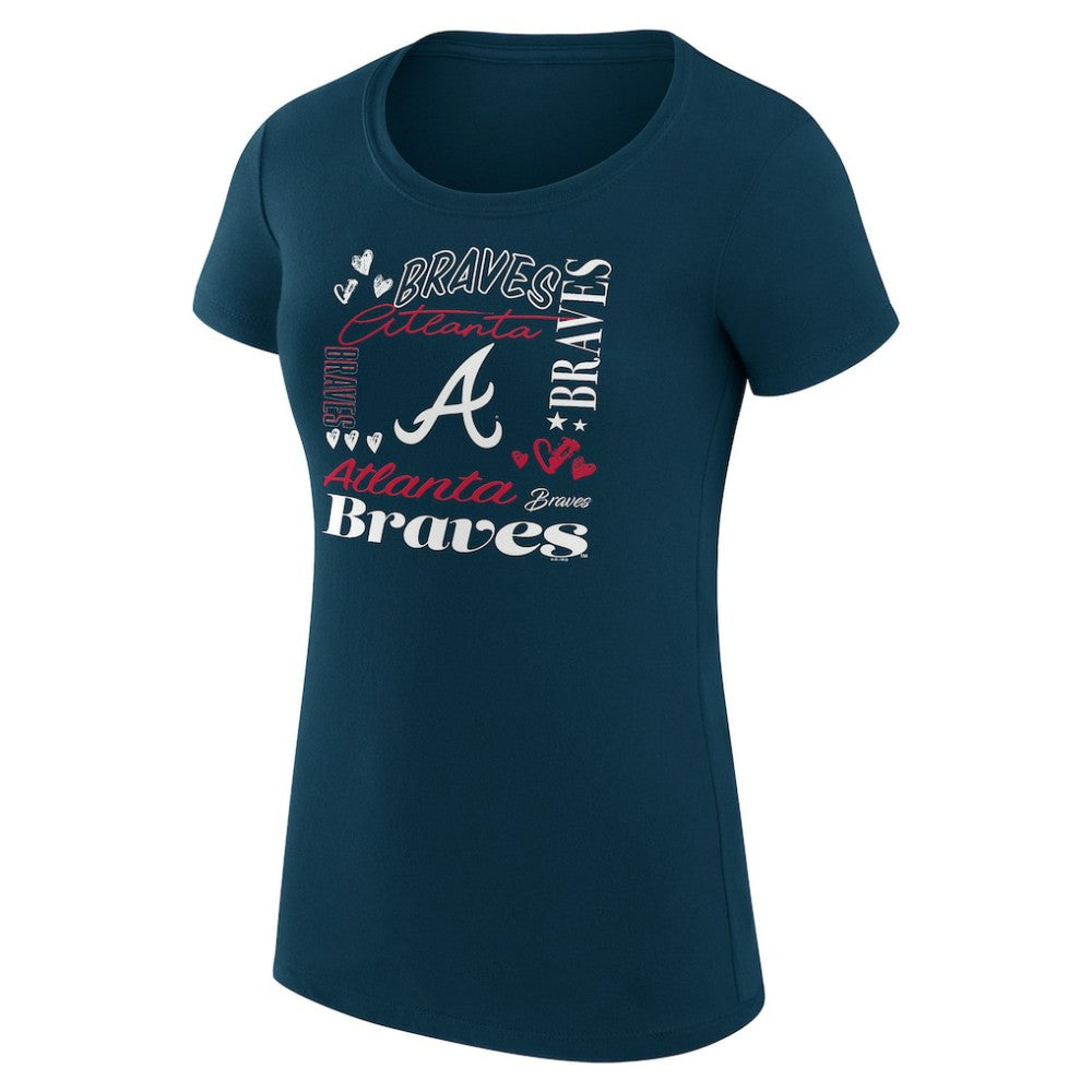 Atlanta Braves G-III 4Her by Carl Banks Women's Super-Slim Fit Lightweight Collage Team Graphic Crew Neck T-Shirt | MLB On Sale