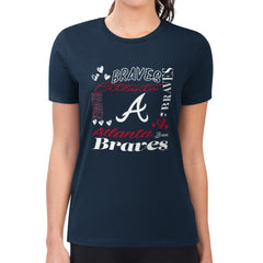 Atlanta Braves G-III 4Her by Carl Banks Women's Super-Slim Fit Lightweight Collage Team Graphic Crew Neck T-Shirt | MLB On Sale