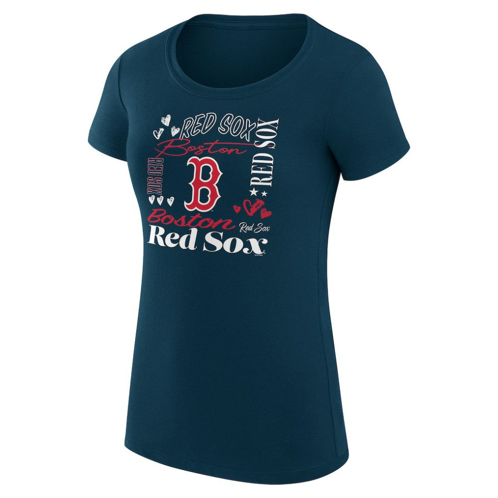 Boston Red Sox G-III 4Her by Carl Banks Women's Super-Slim Fit Lightweight Collage Team Graphic Crew Neck T-Shirt | MLB For sale